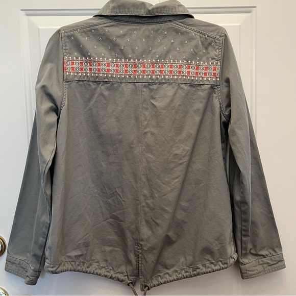 ROXY Watch The Sunrise Utility Jacket Zip Up Snap Embroidered Removable Hood - Picture 12 of 16